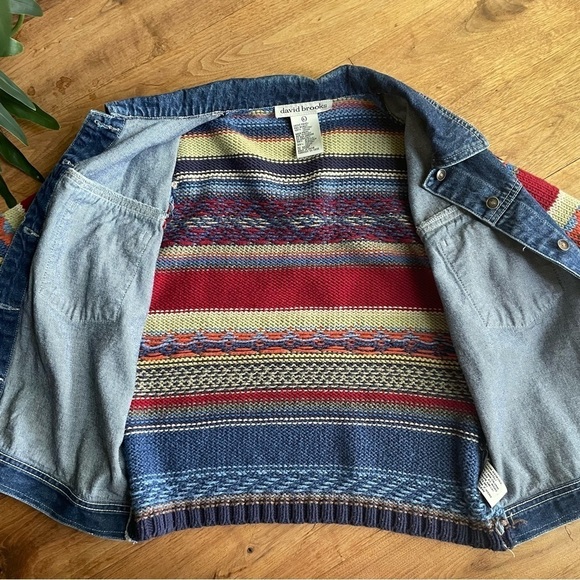 David Brooks Vintage Denim and Southwestern Sweater Jacket - Picture 6 of 12